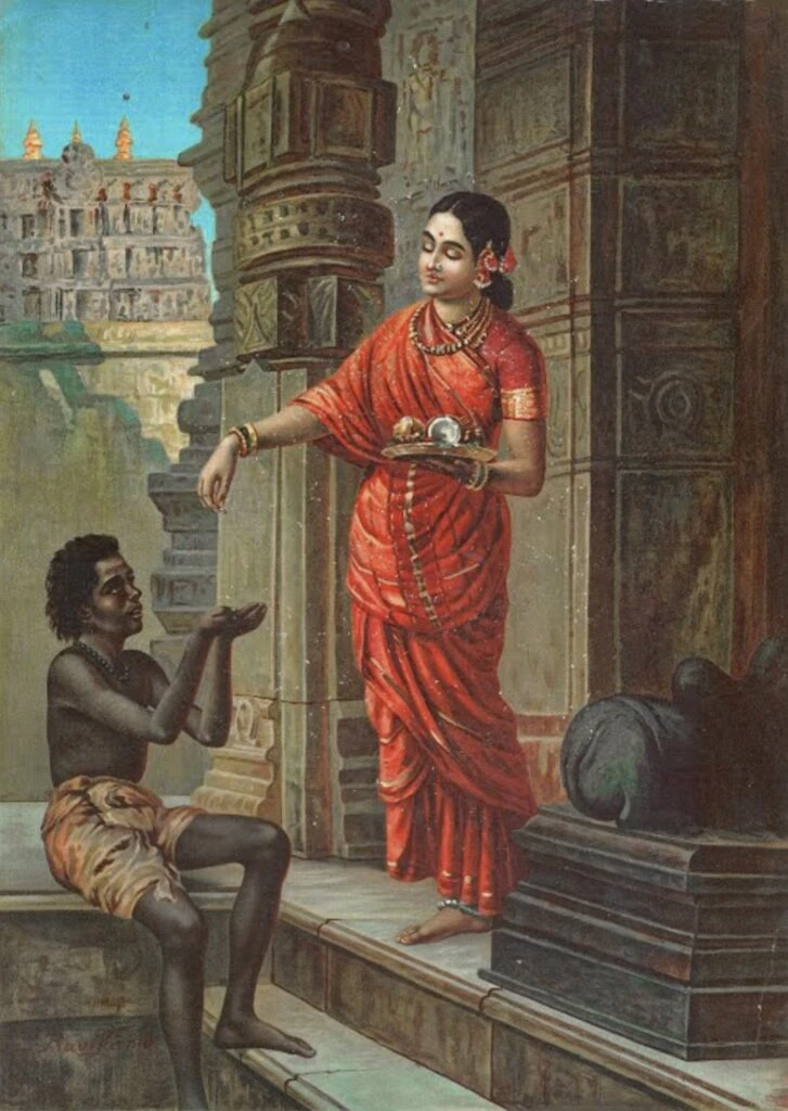 hindu woman giving bhiksha